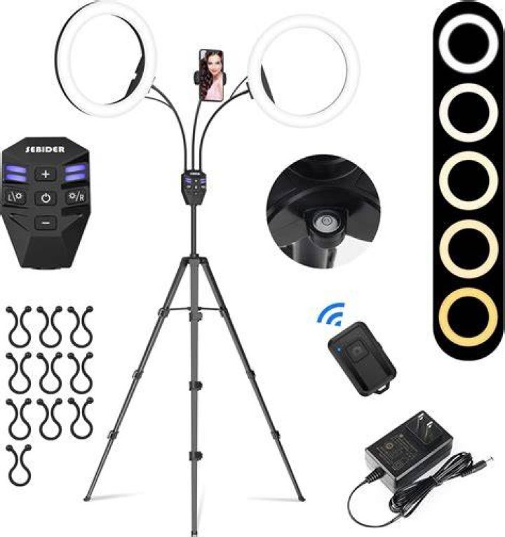 SEBIDER Dual 10 LED Ring Light with Extendable Tripod Stand